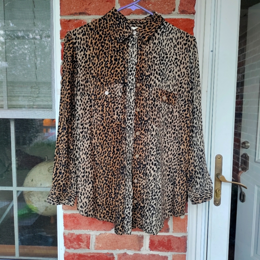 Leopard print button down blouse
